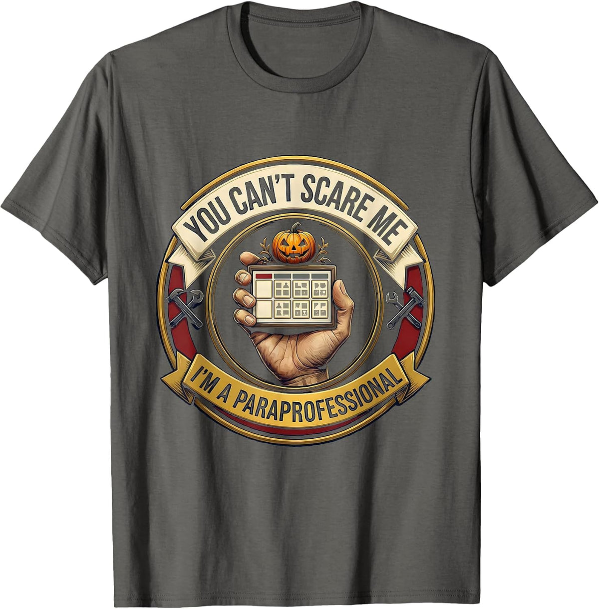 Men's You Can't Scare Me I'm A Paraprofessional Halloween T-Shirt - Asphalt Grey