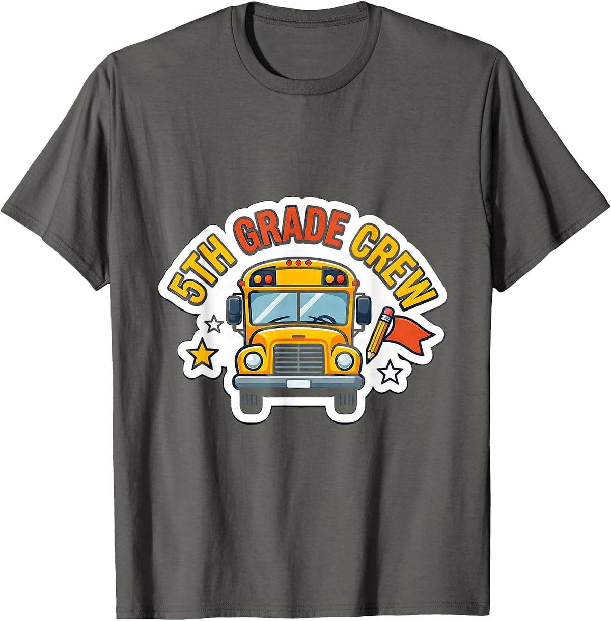Men's 5th Grade Crew Teacher Team Back To School T-Shirt - Asphalt Grey