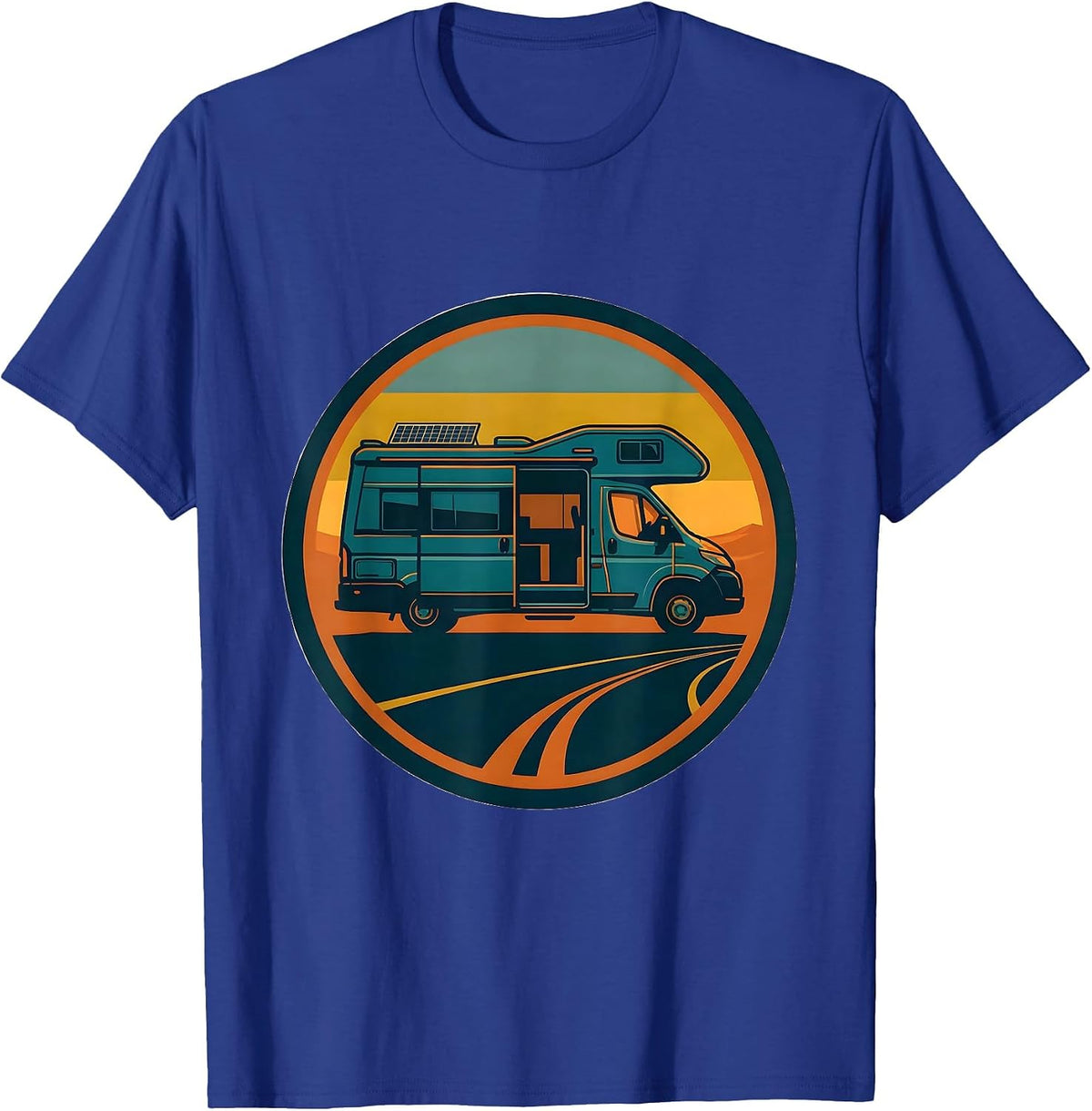 Men's Sealed Van Badge Retro Van Life Dwellers Nomads T-Shirt - Royal Blue