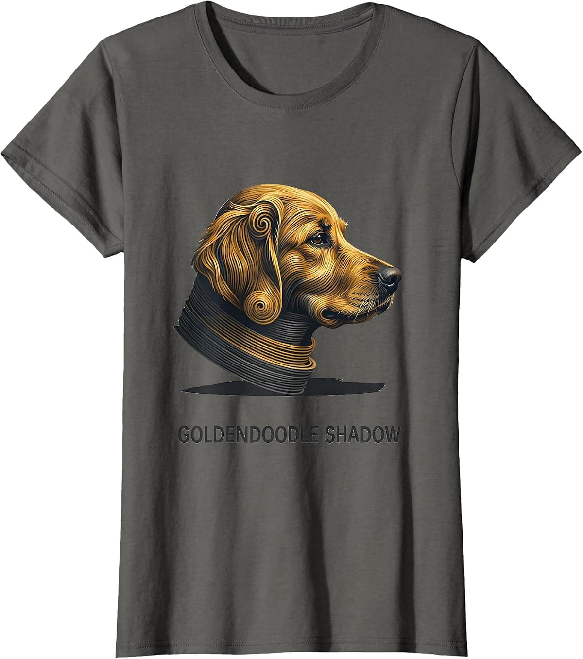 Women's Goldendoodle Shadow Minimalist Doodle Breed Owner Humor T-Shirt - Asphalt Grey