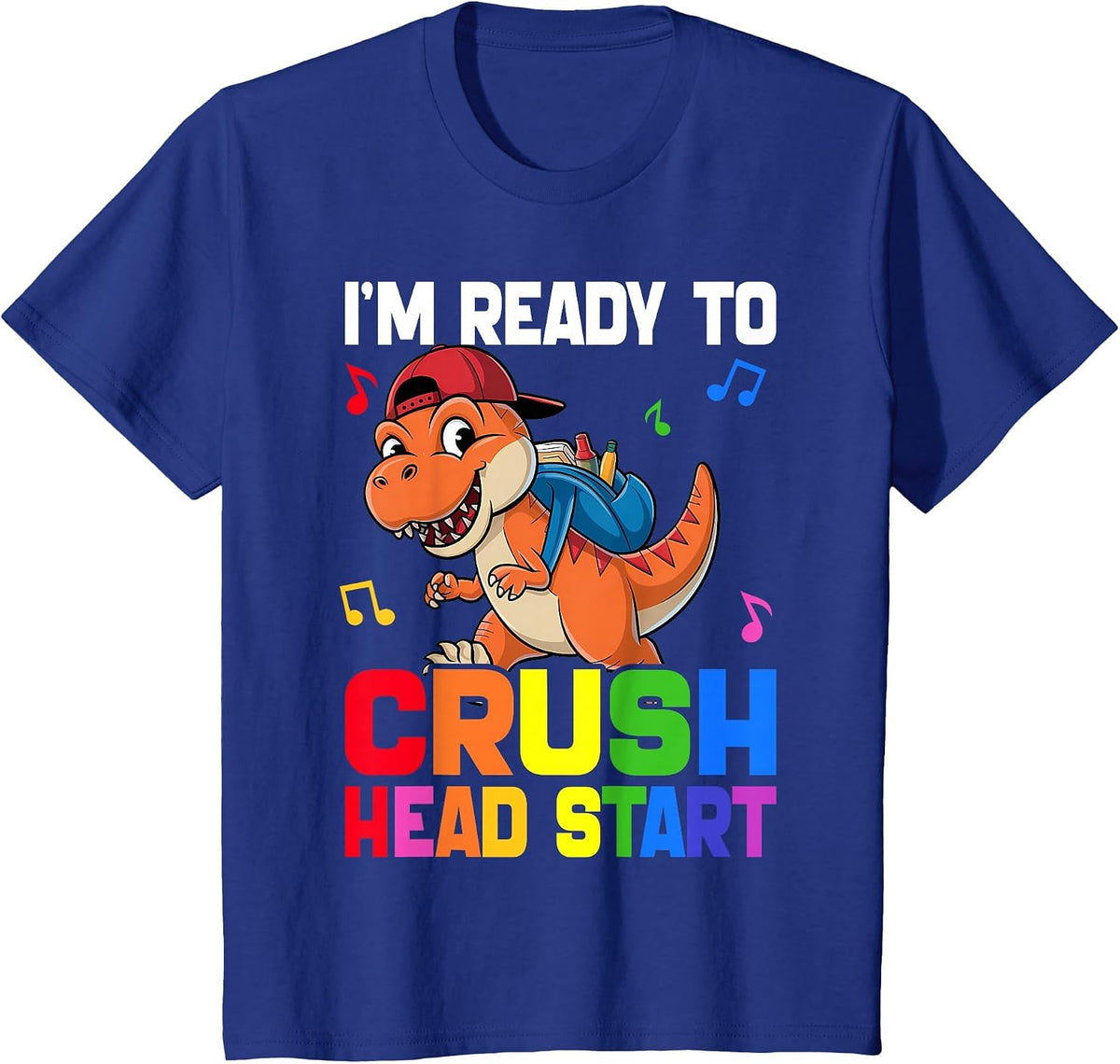 Kids Ready Crush HeadStart First Day School Dinosaur Toddler T-Shirt - Royal Blue