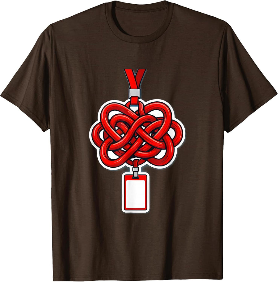 Men's Substitute Teacher Tangled Lanyard Funny Gift T-Shirt - Brown