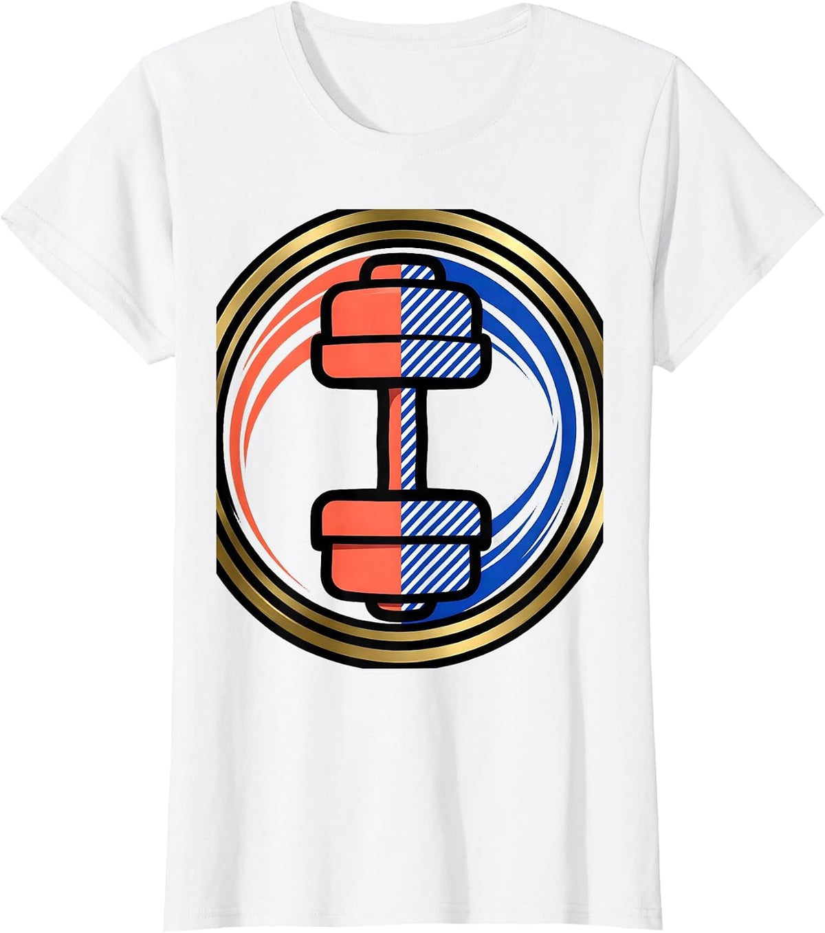 Dumbbell Lift Athleisure Graphic Design T-Shirt - White