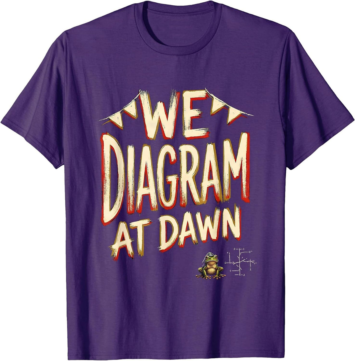 Men's We Diagram At Dawn Funny Teacher Frog Back To School T-Shirt - Purple