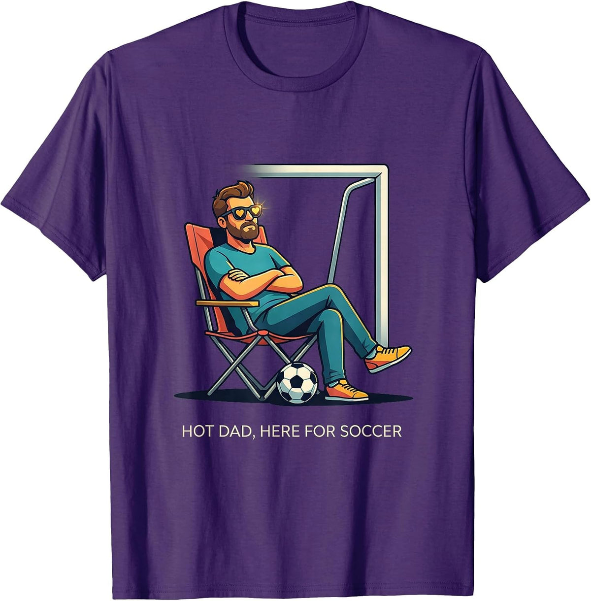Men's Hot Dad Here For Soccer Funny Dad Humor Gift T-Shirt - Purple