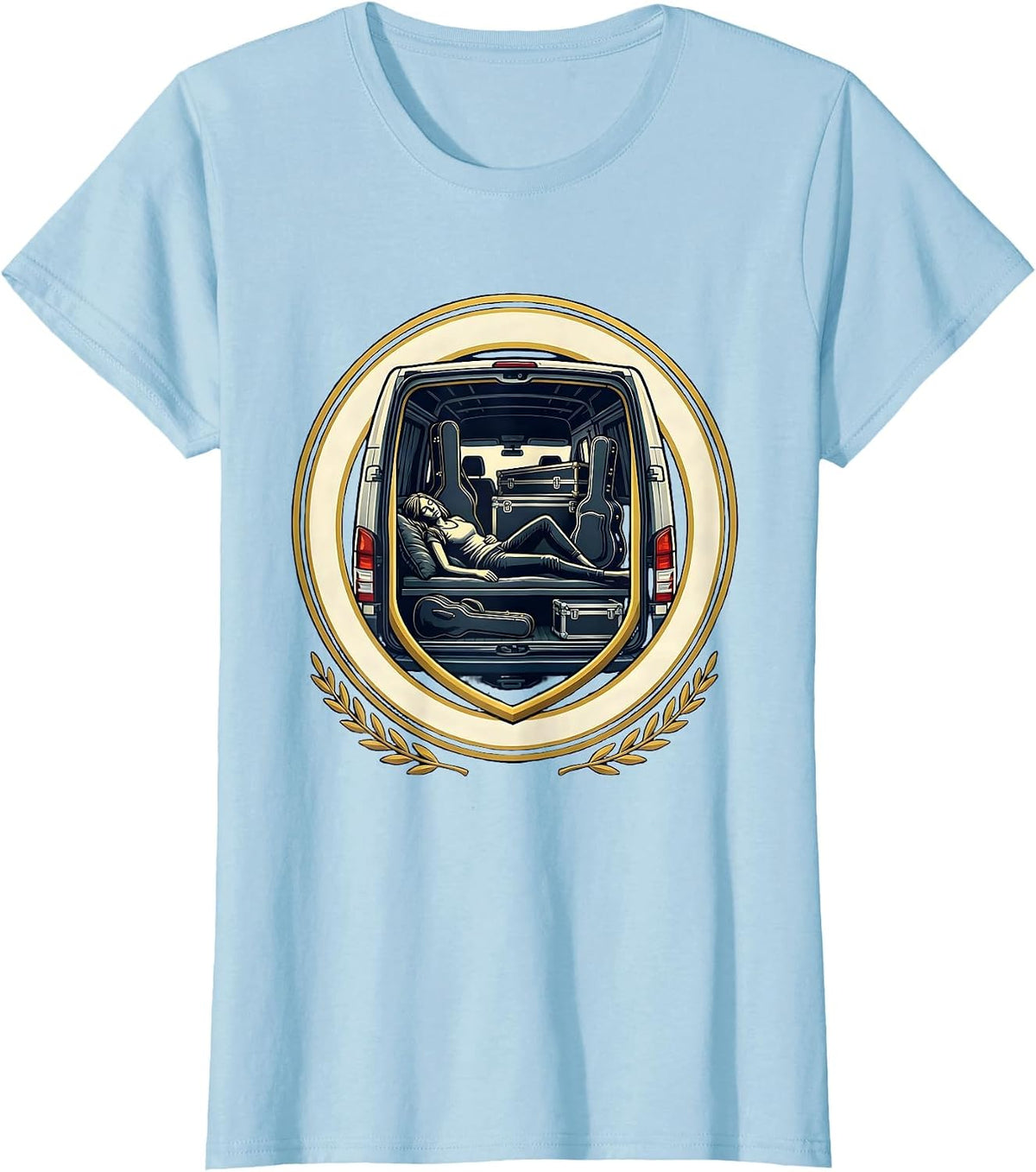 Band Mom Van Life Sleeping Musician Graphic T-Shirt - Baby Blue