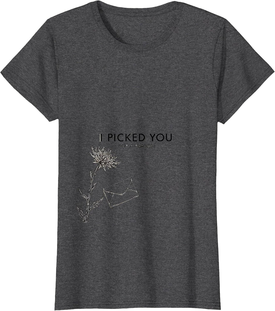 Women's I Picked You For A Reason Boho Minimalist Godmother Gift T-Shirt - Dark Heather Grey