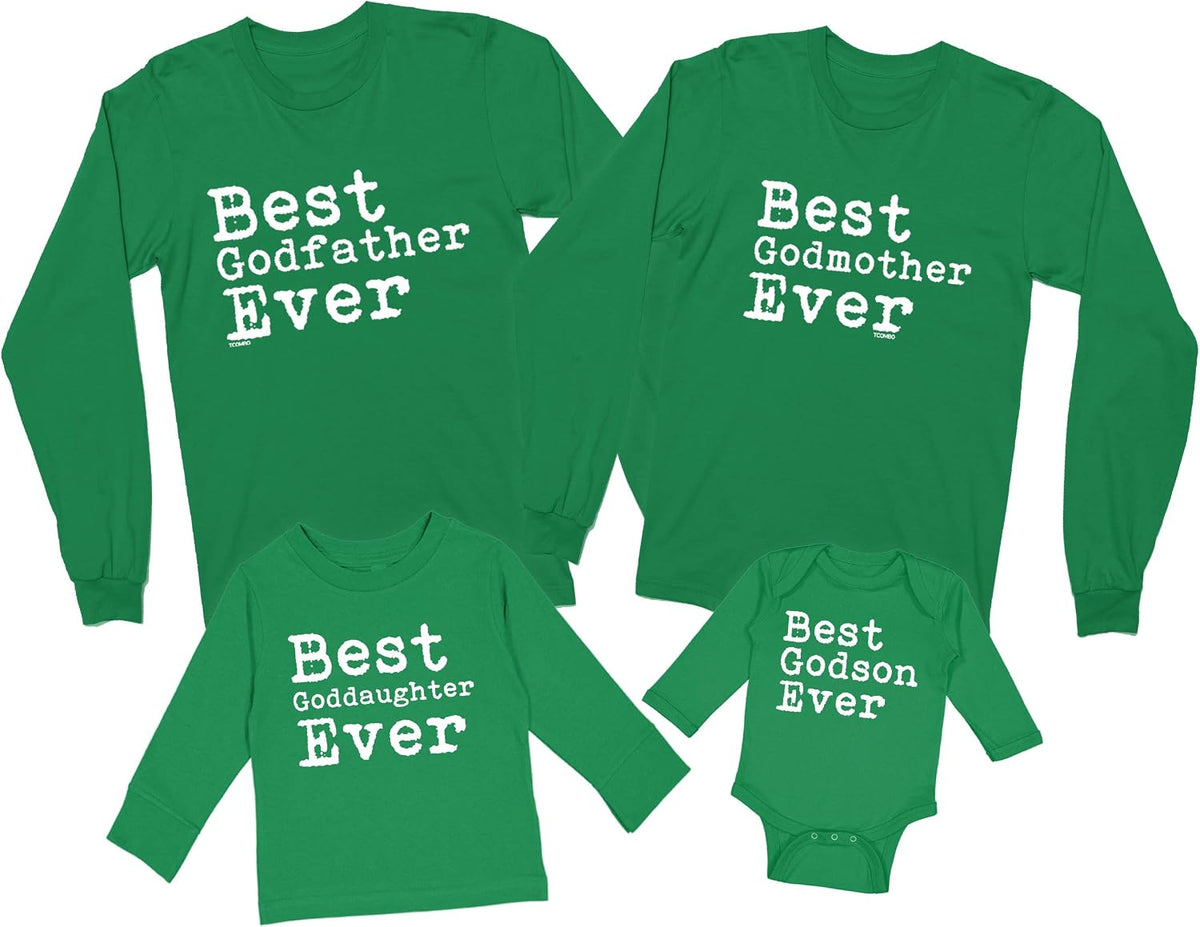 Best Godparent/Godchildren Matching Long Sleeve Family Shirts - Bodysuit - Best Goddaughter Ever - Kelly Green