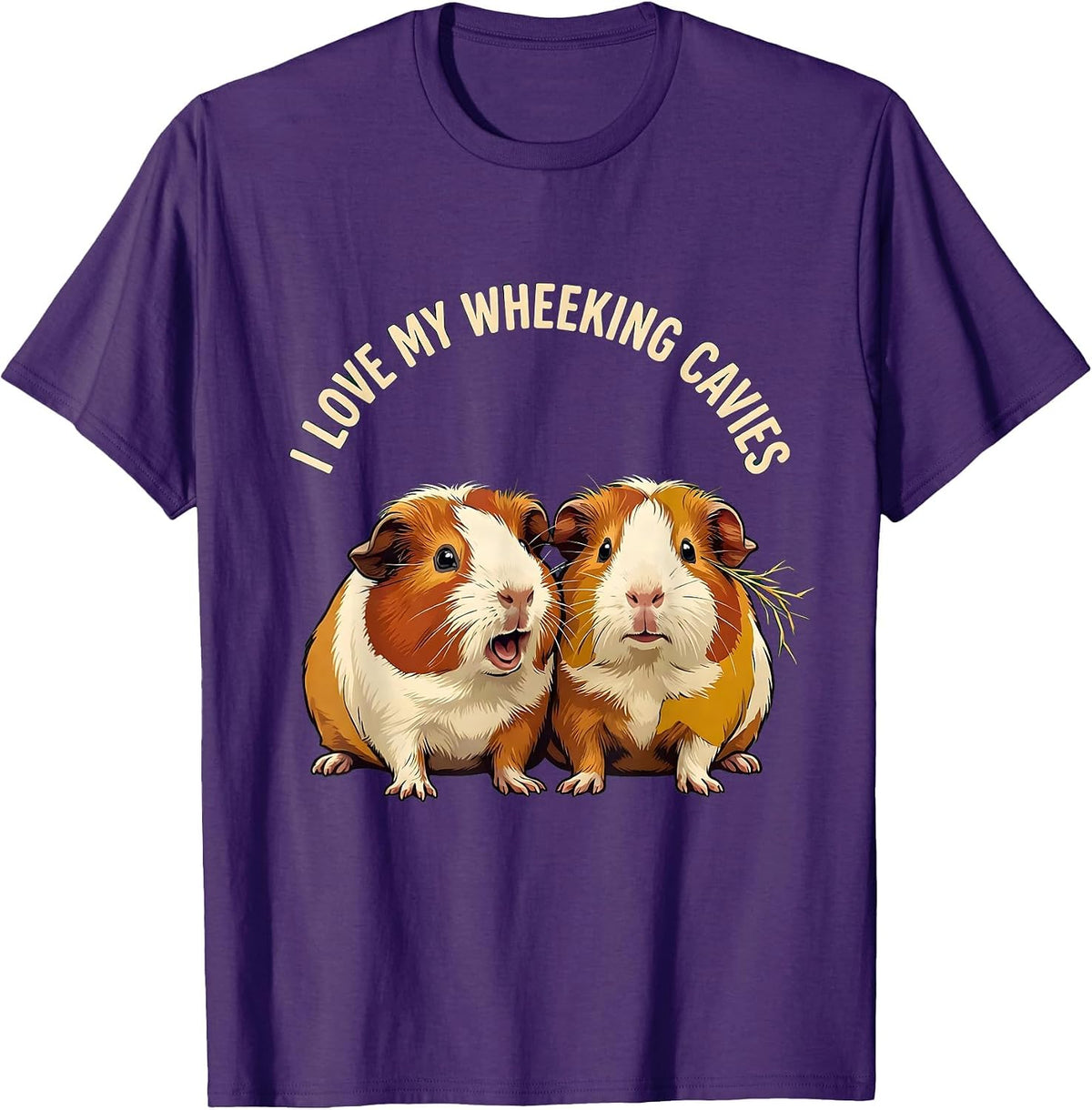 I Love My Wheeking Cavies Funny Guinea Pig Owner Pet Lover T-Shirt - Purple