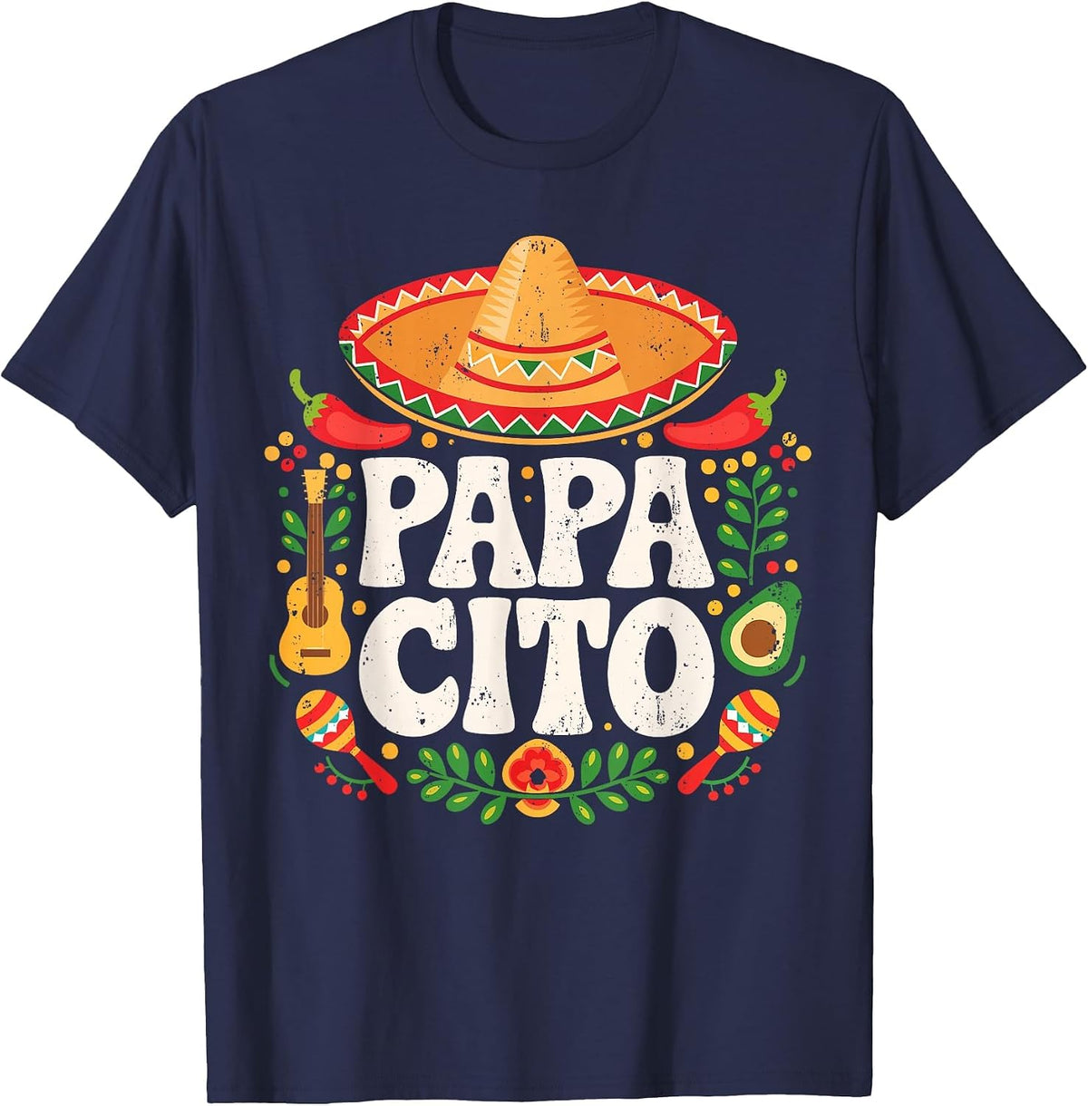 Papacito Shirt Funny Mexican Dad Men Cinco De Mayo Fiesta T-Shirt - Navy Blue