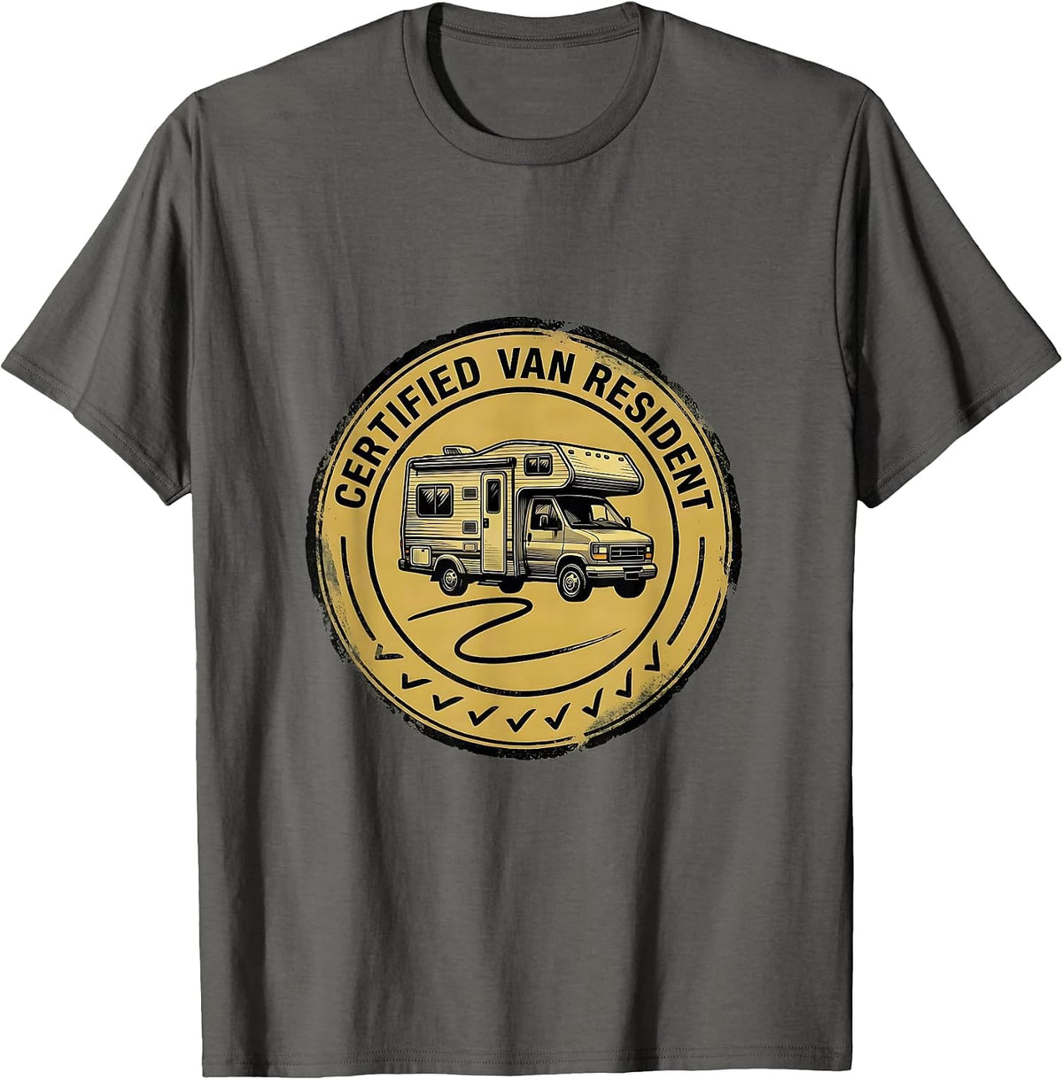 Certified Van Resident Funny Van Life Nomad Road Trip T-Shirt - Asphalt Grey