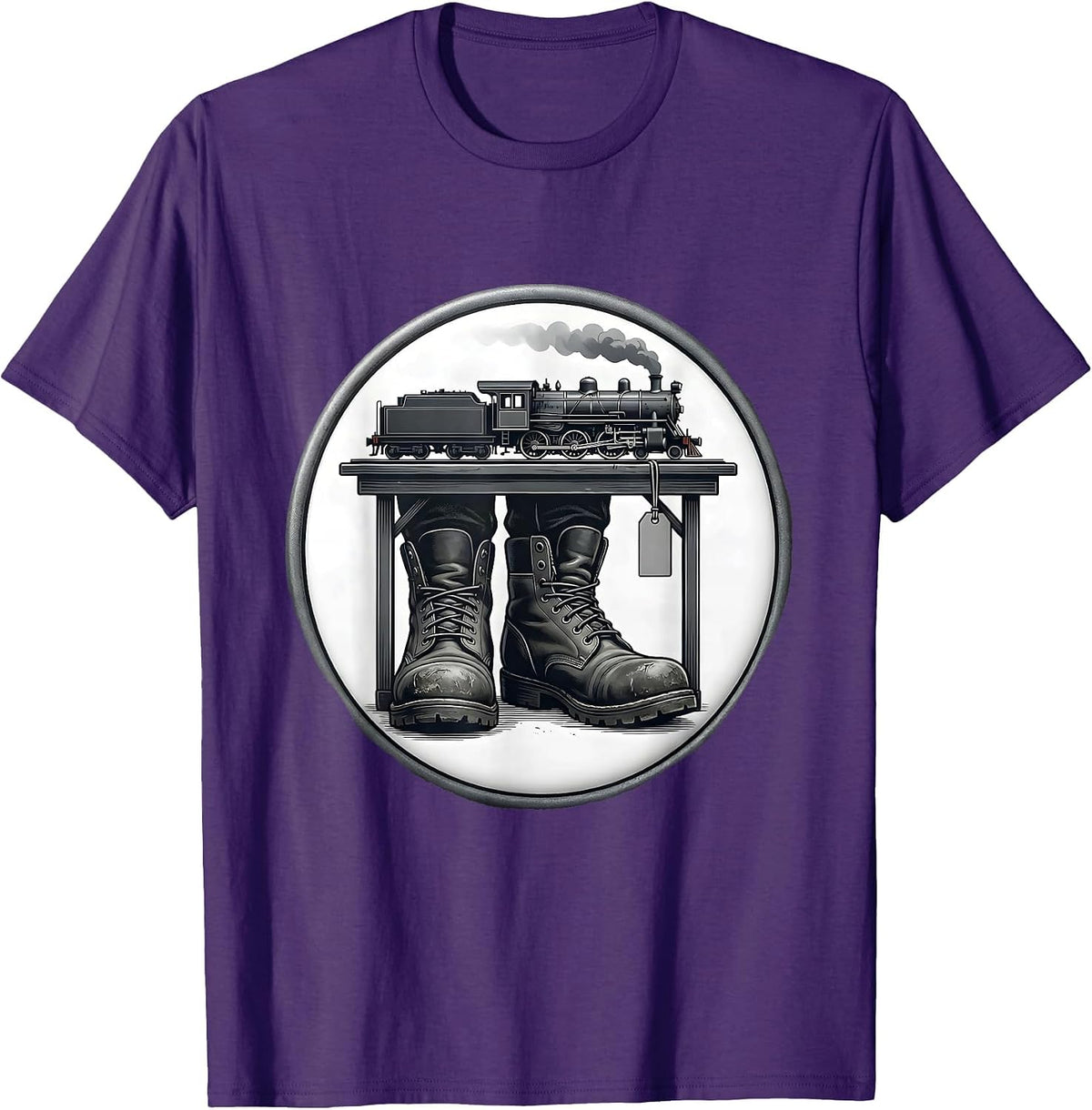 Sealed Boot Train Hobbyist Model Railroad Locomotive Humor T-Shirt - Purple