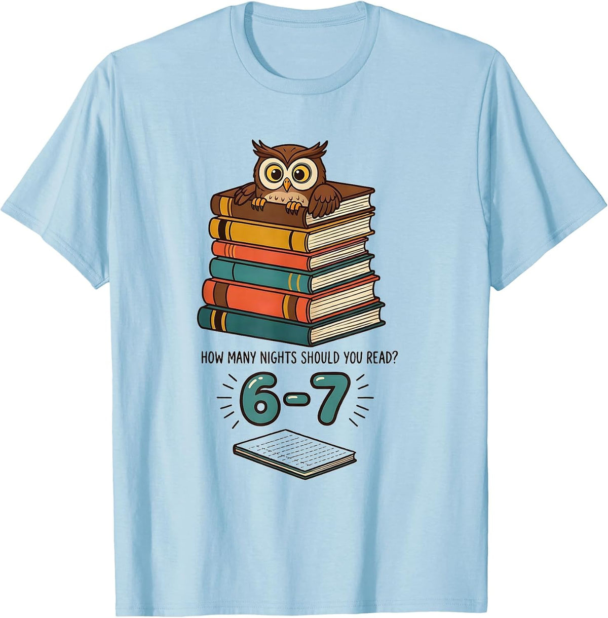 Men's How Many Nights Should You Read? 6-7 Funny Teacher Meme Book T-Shirt - Baby Blue