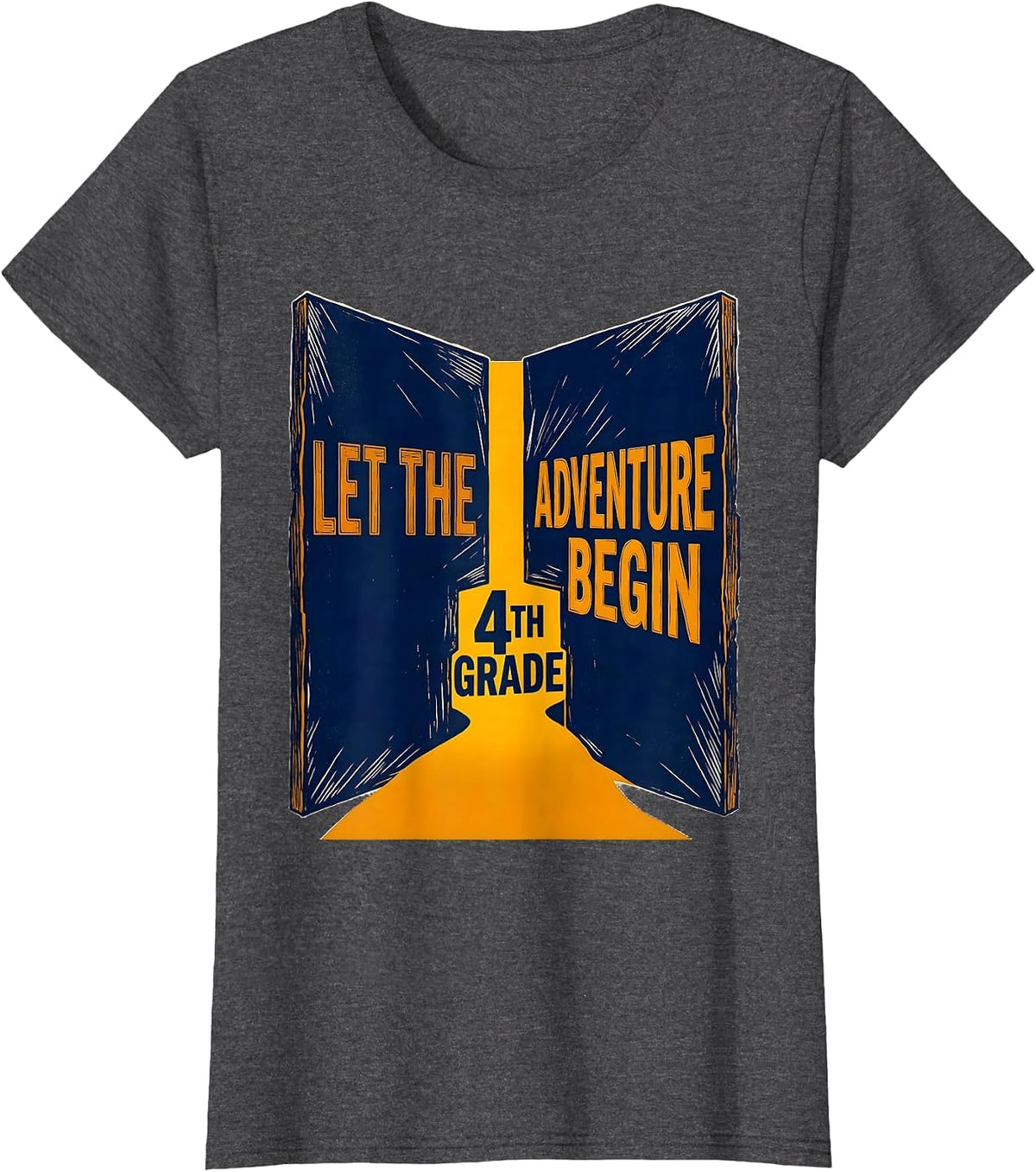 Women's Let The 4th Grade Adventure Begin Fourth Grade Teacher Team T-Shirt - Dark Heather Grey
