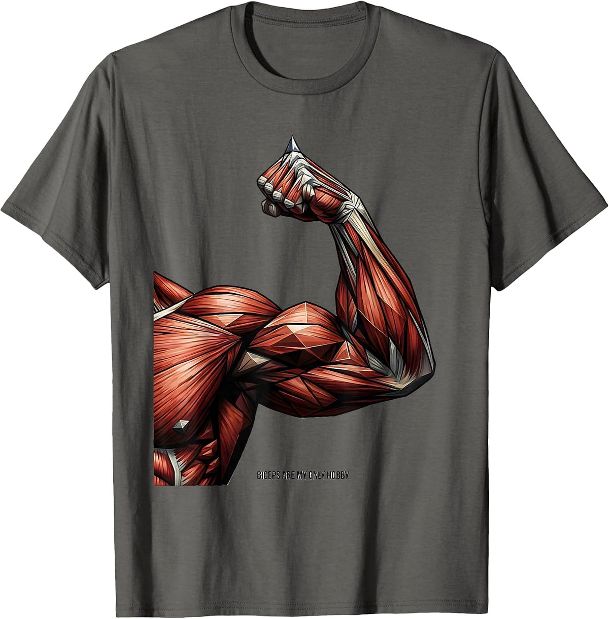 Men's Biceps Are My Only Hobby Funny Gym Humor Workout T-Shirt - Asphalt Grey