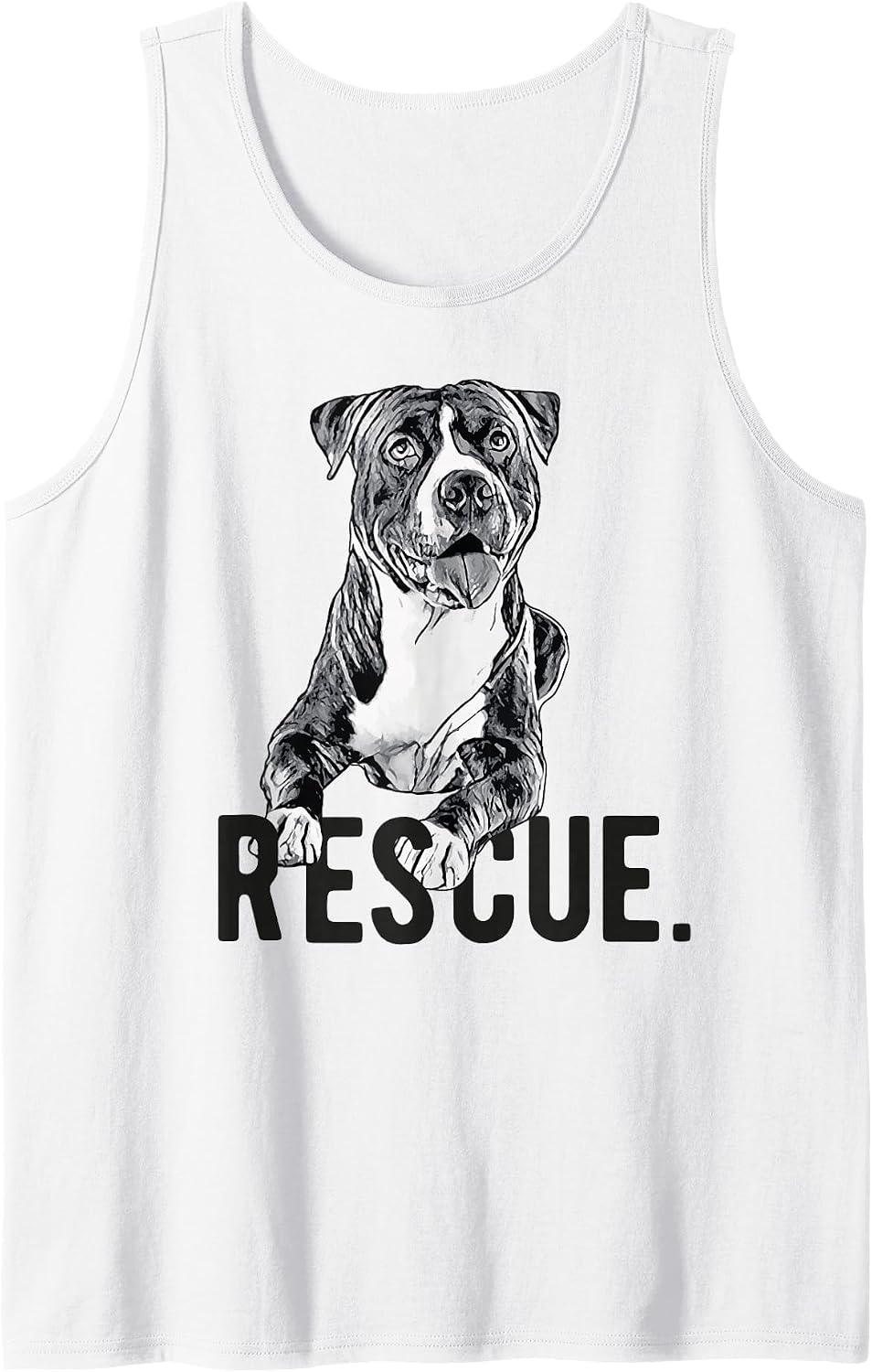 Rescue Pitbull Drawing Dog Mom Cute Adopt Don't Shop Mama Tank Top - White