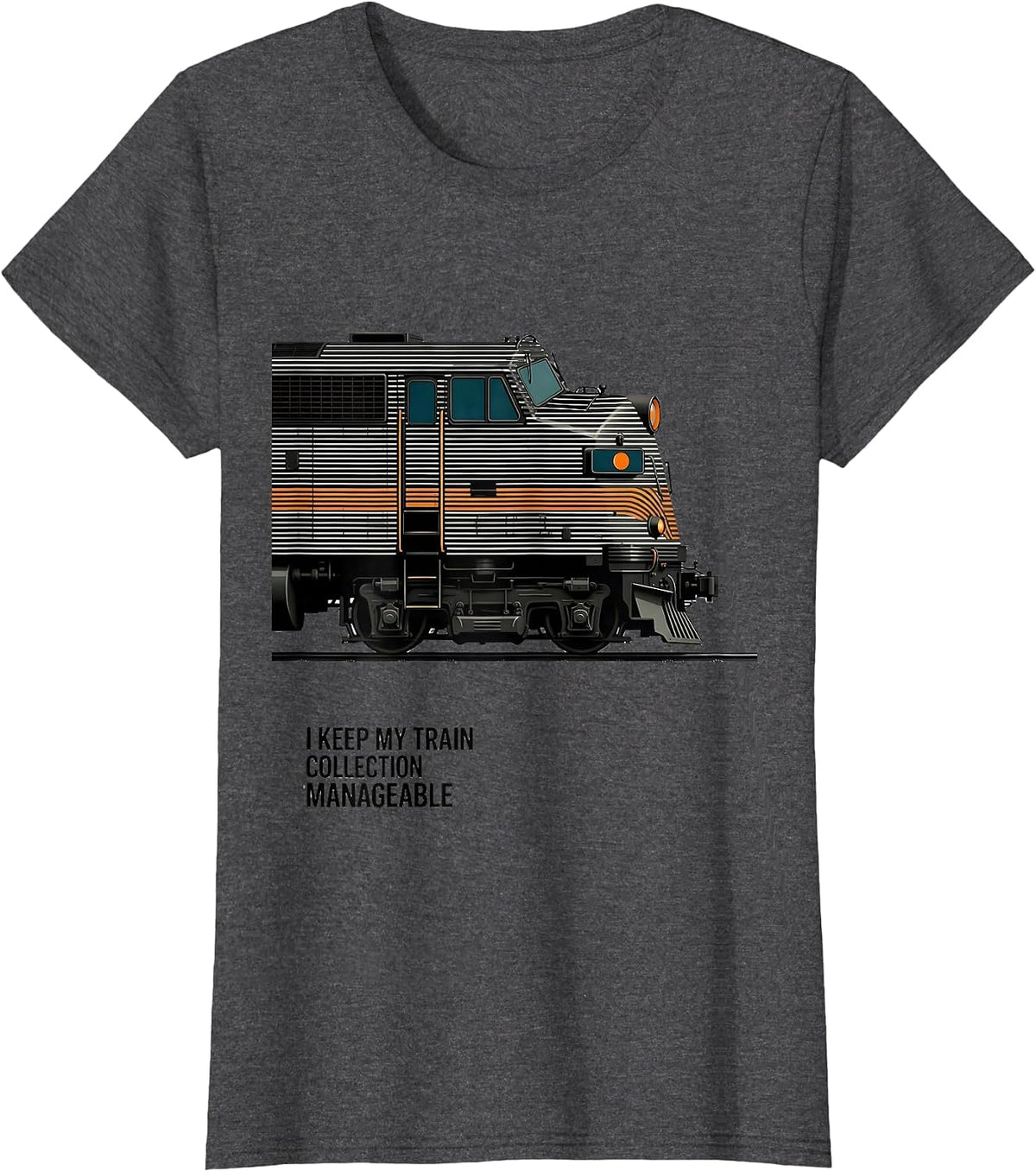 Women's I Keep My Train Collection Manageable Funny Train Enthusiast T-Shirt - Dark Heather Grey