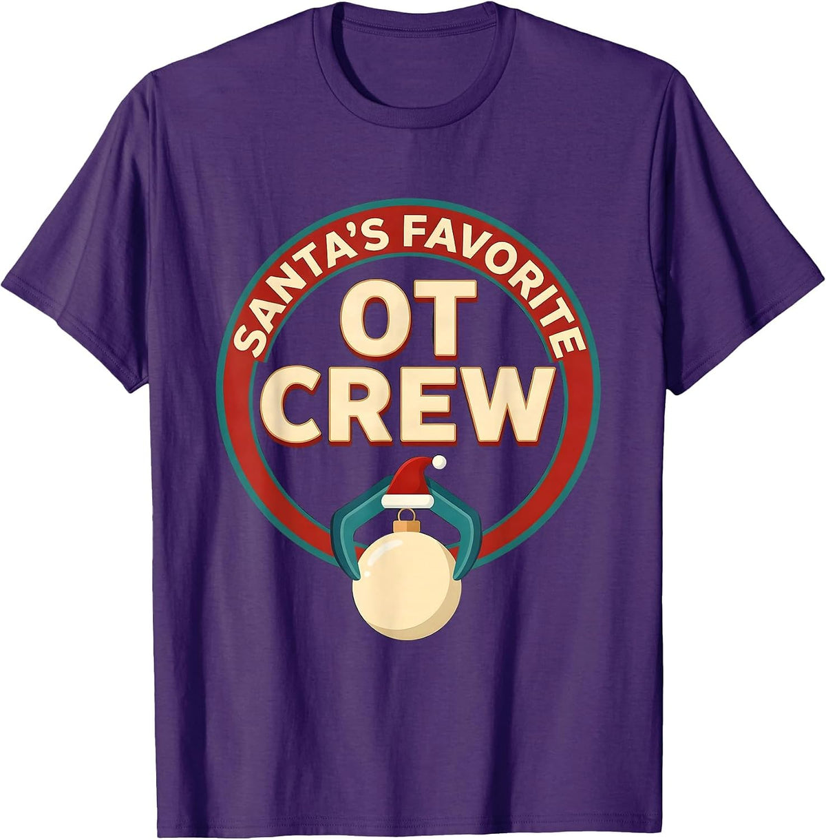 Men's Santa's Favorite OT Crew Funny Physical Therapy Christmas T-Shirt - Purple