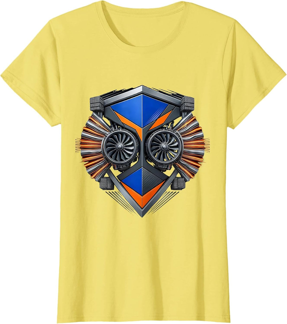Twin Turbo Heat Shimmer Graphic Design T-Shirt - Lemon Yellow