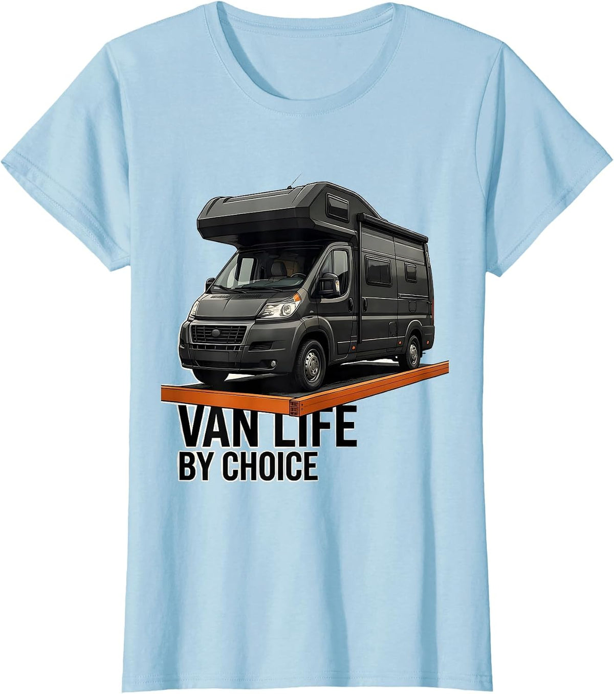 Women's Van Life By Choice Brutalist Retro Van Dweller Nomad Pride T-Shirt - Baby Blue