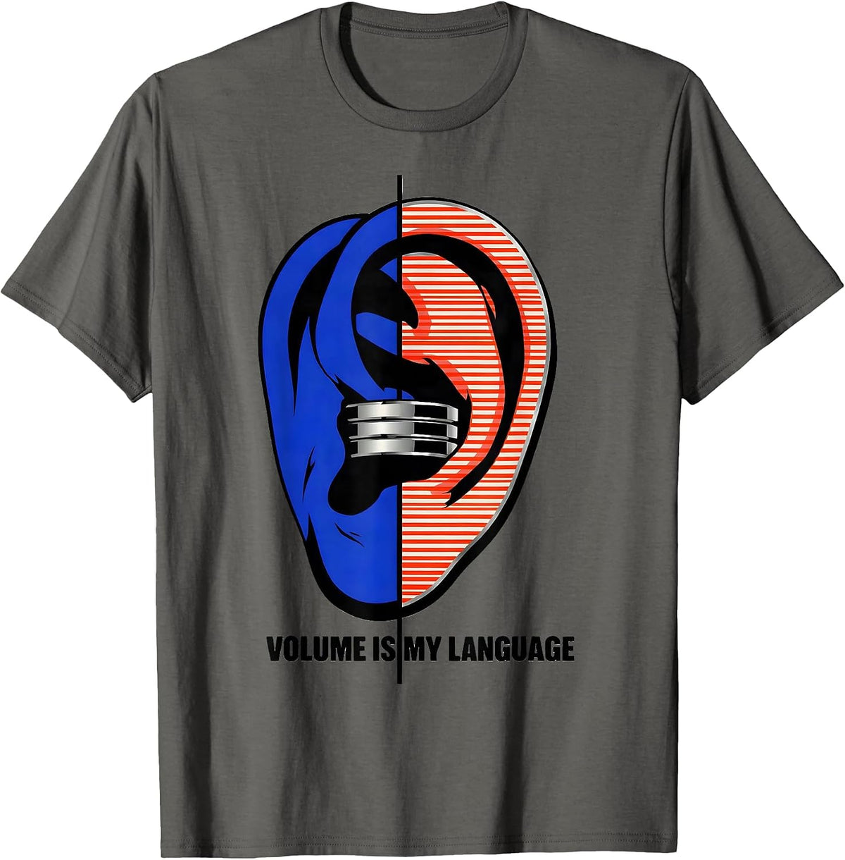 Men's Volume Is My Language Heavy Metal Design T-Shirt - Asphalt Grey