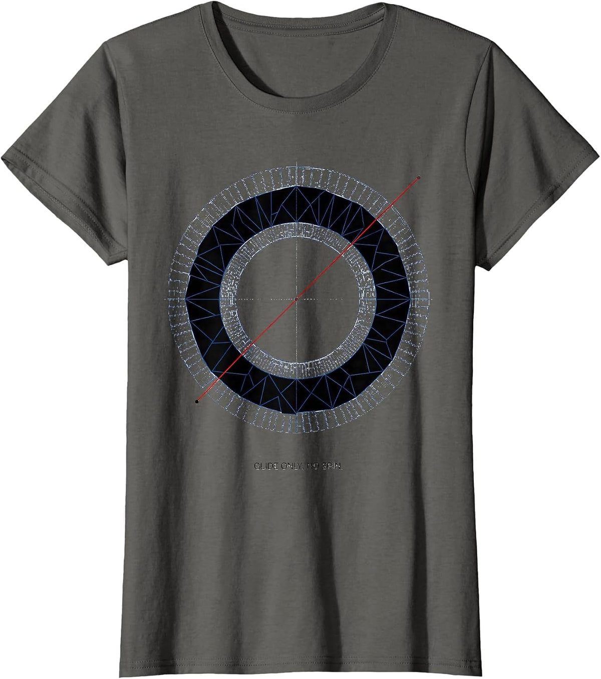 Women's Glide Only No Spin Geometric Throwers Defiant Humor Gift T-Shirt - Asphalt Grey