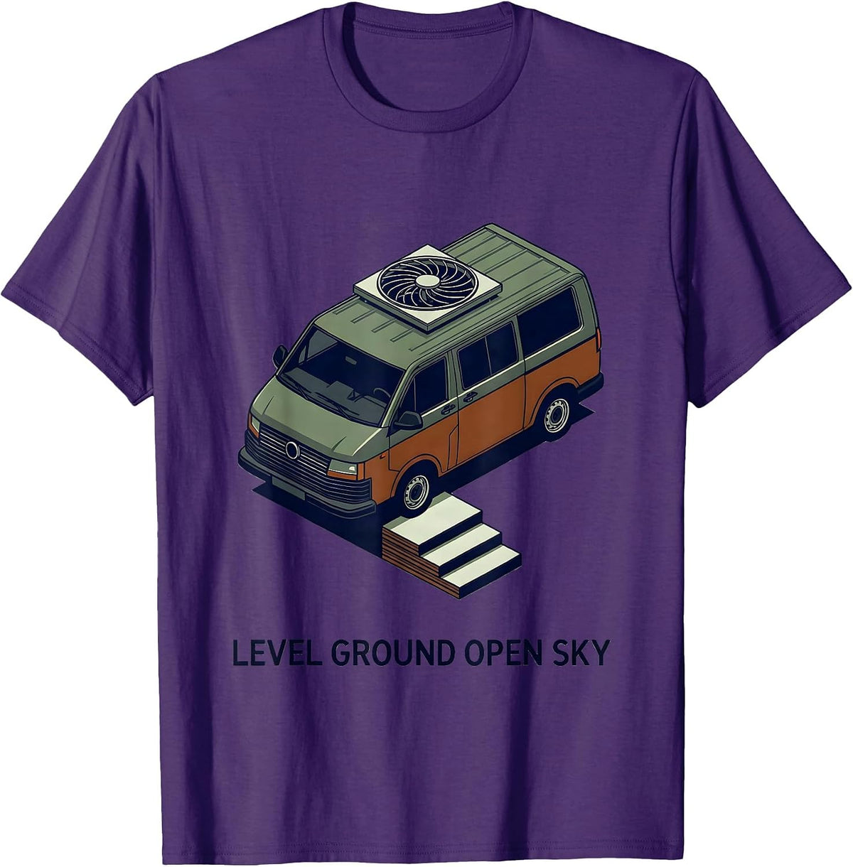 Level Ground Open Sky Isometric Van Life Retro Campervan T-Shirt - Purple