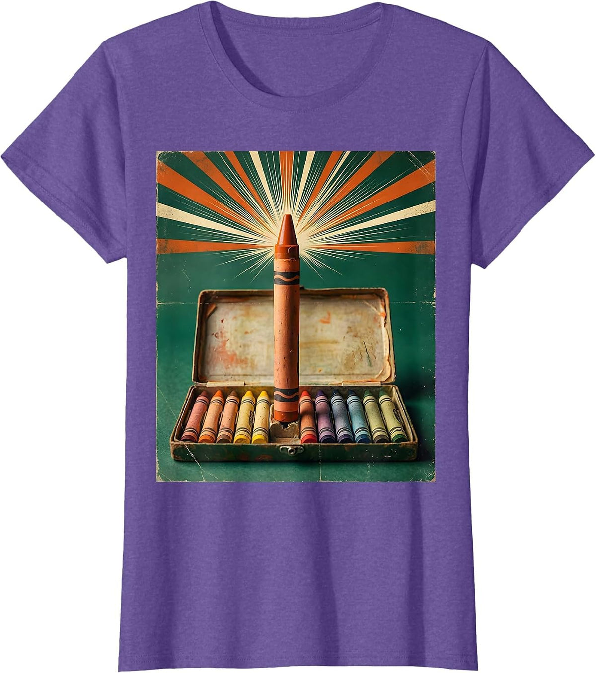 Paraprofessional Crayon Torch Graphic Tee T-Shirt - Purple Heather