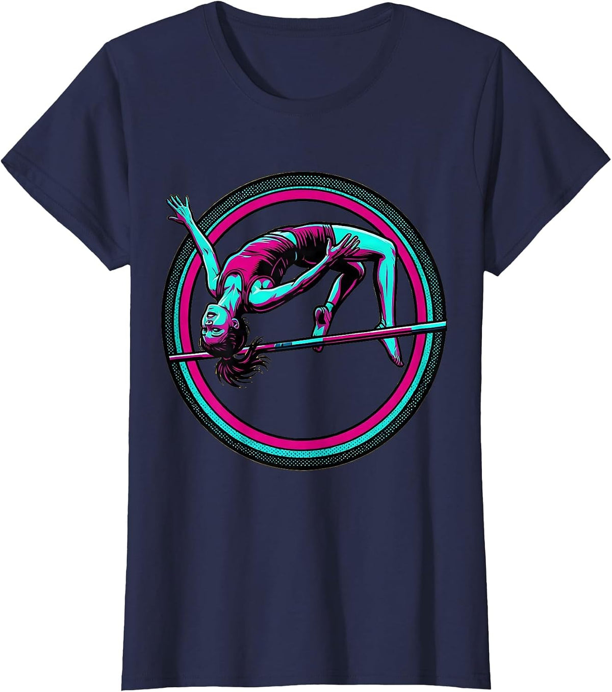 Women's High Jump Athletic Peak Arc Sports Graphic T-Shirt - Navy Blue