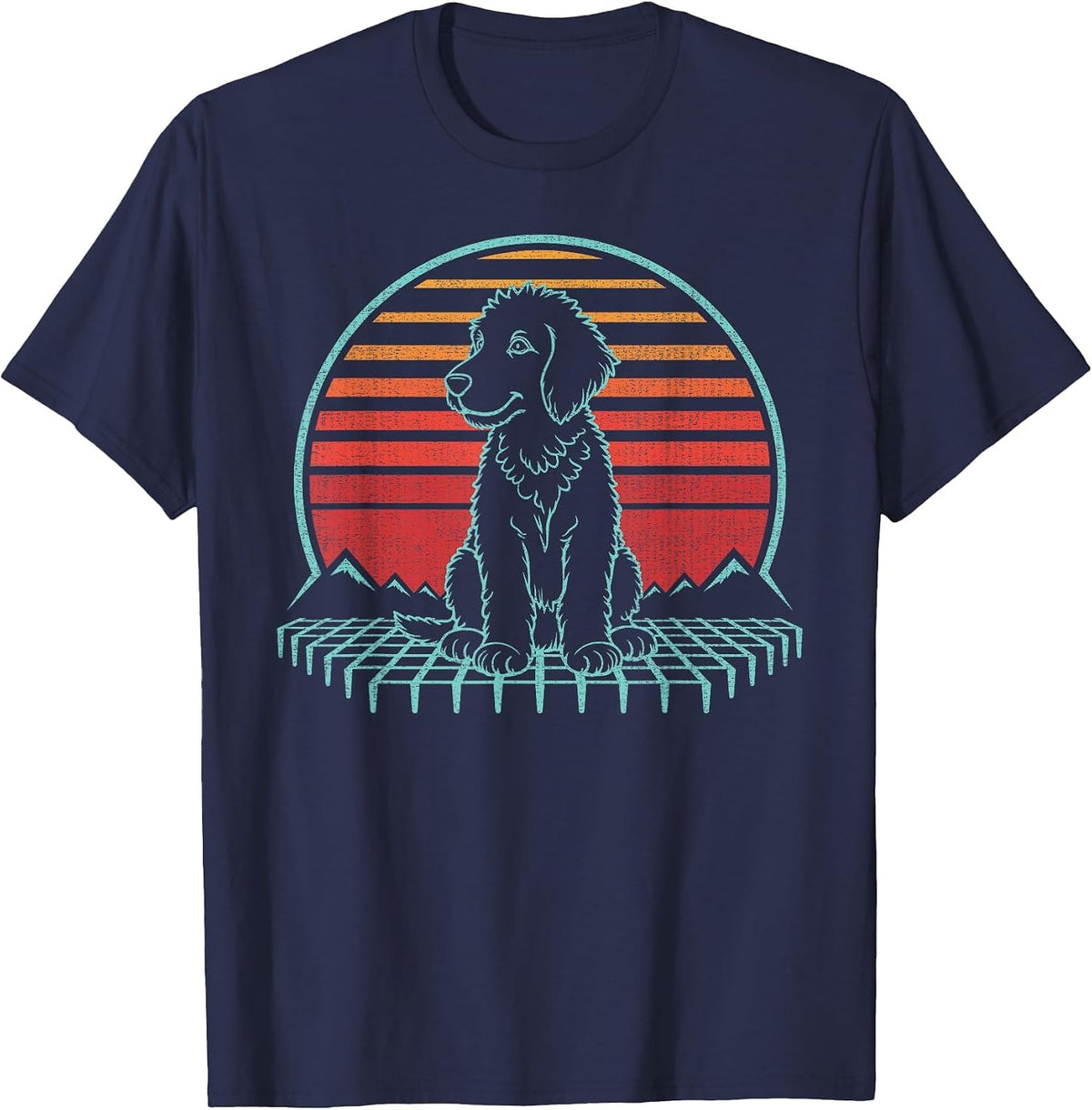 Goldendoodle Lover Dog Owner Retro Vintage 80s T-Shirt - Navy Blue