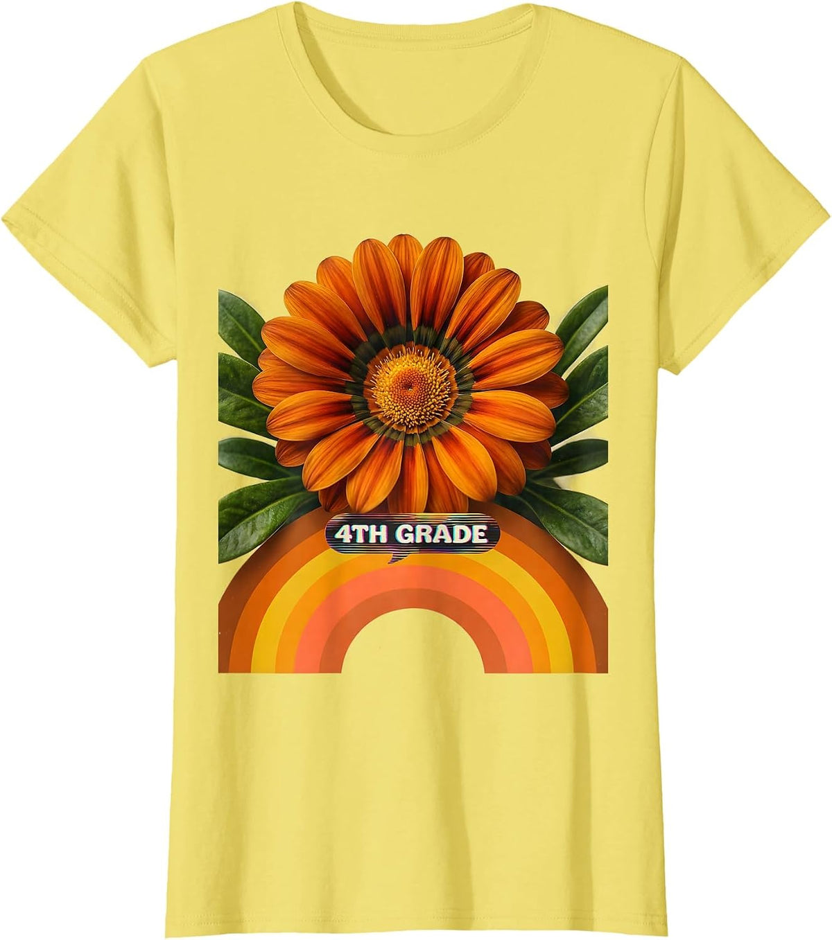 4th Grade Retro Wildflower Back To School Teacher Student T-Shirt - Lemon Yellow