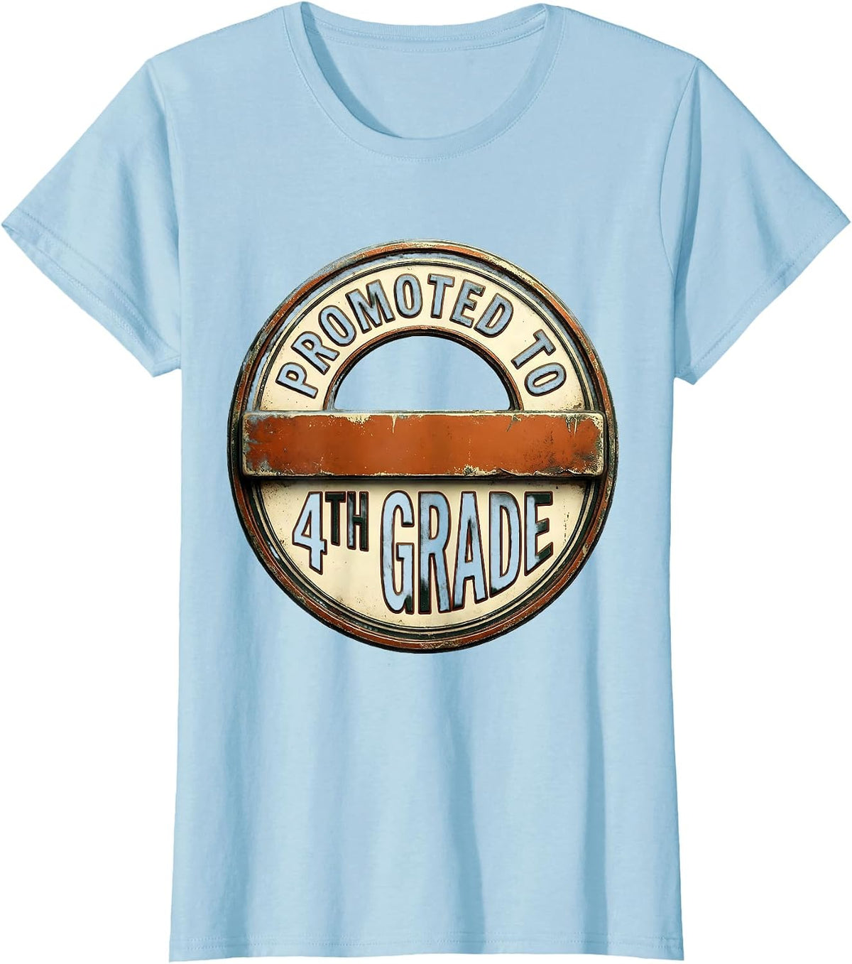 Women's Promoted To 4th Grade Vintage Back To School Grade Level T-Shirt - Baby Blue