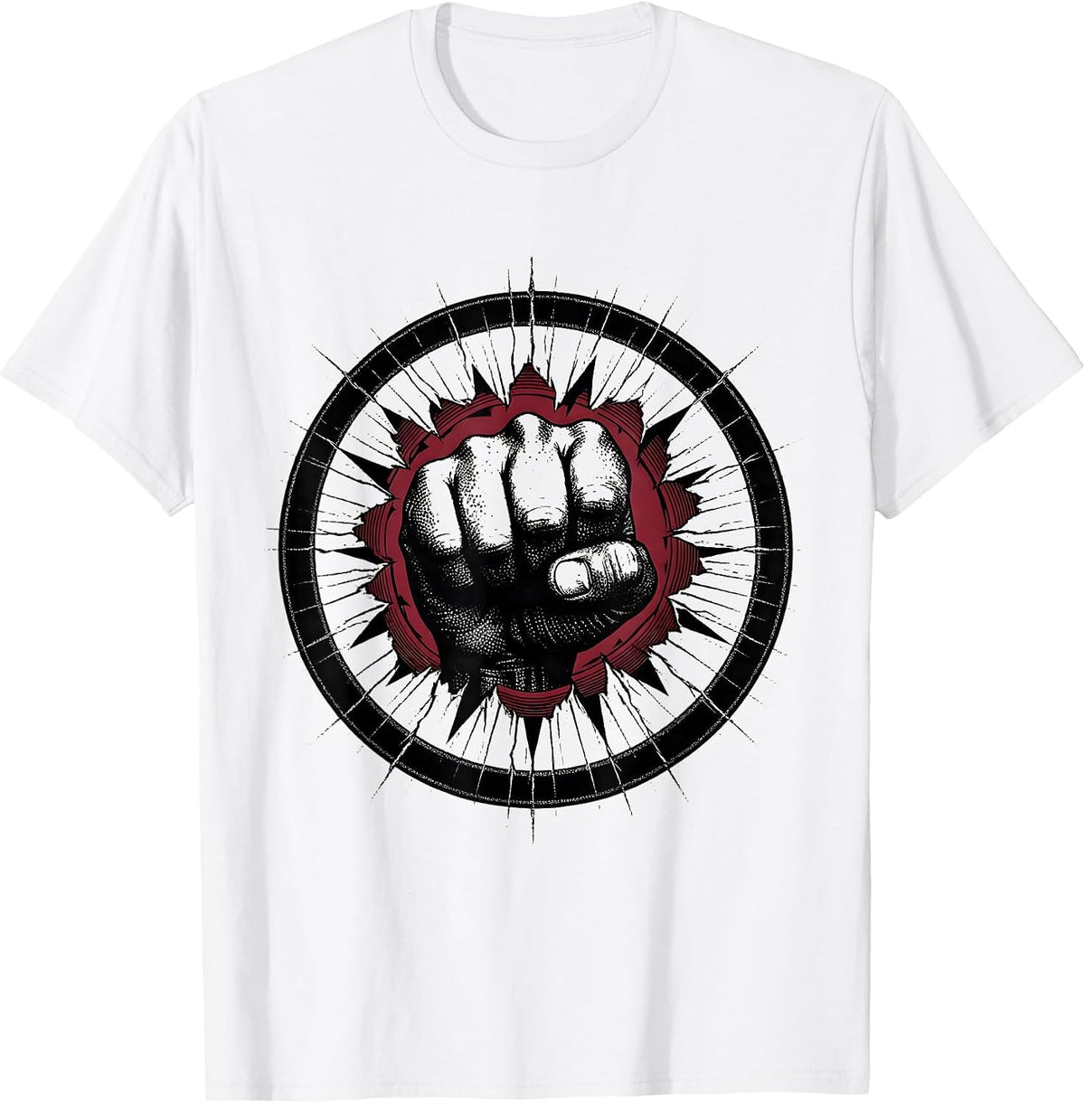 Men's Fist Through Bass Drum Rock Band Graphic T-Shirt - White