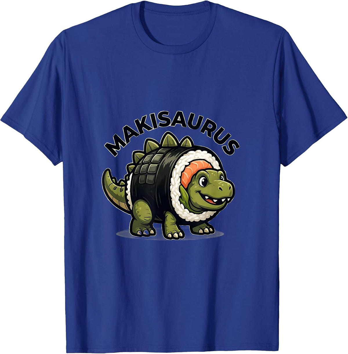 Makisaurus Kawaii Dinosaur Sushi Lover Novelty Mascot T-Shirt - Royal Blue