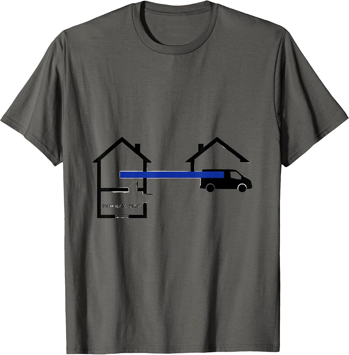 My Doorstep Moves Retro Van Life Campervan Road Trip Pride T-Shirt - Asphalt Grey