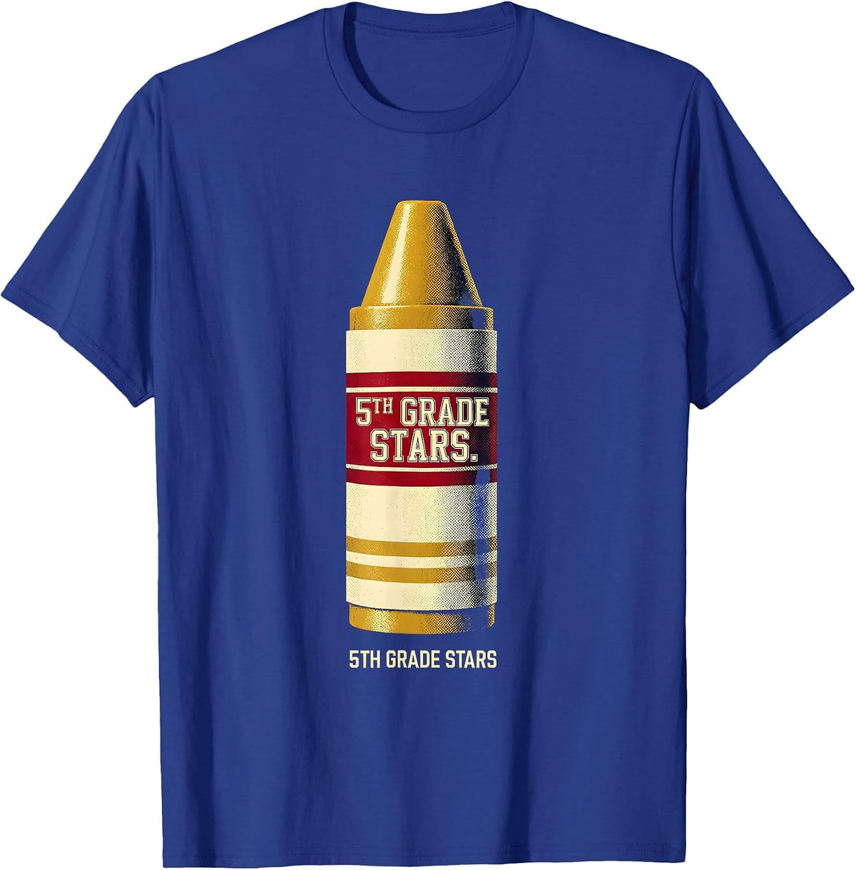 Men's 5th Grade Stars Sports Team Teacher Back To School Crew T-Shirt - Royal Blue