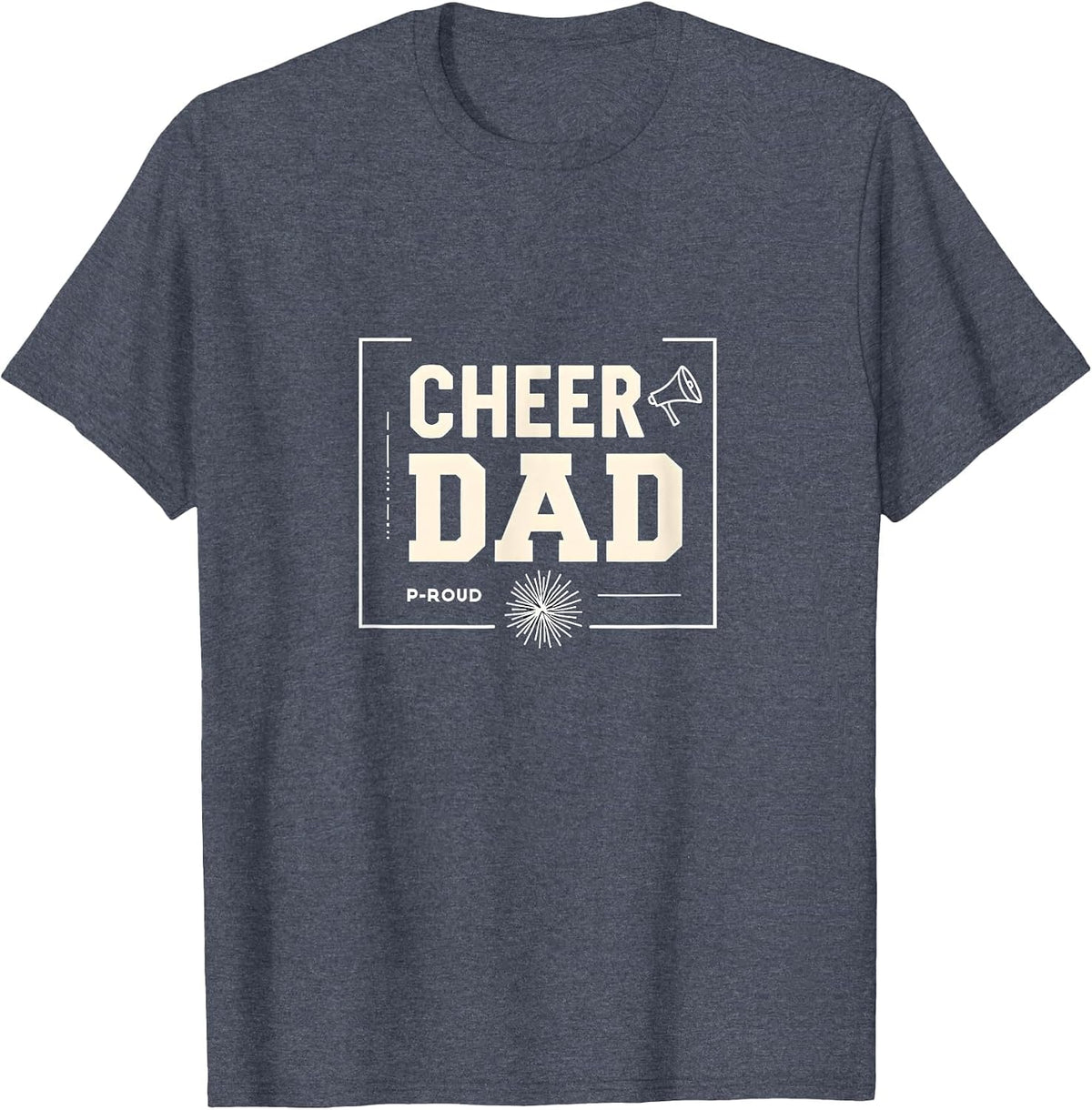 Mademark Dad Life & Fatherhood T-Shirt - Heather Blue-proud Cheer Dad Megaphone Spirit Pom Pom Supporter