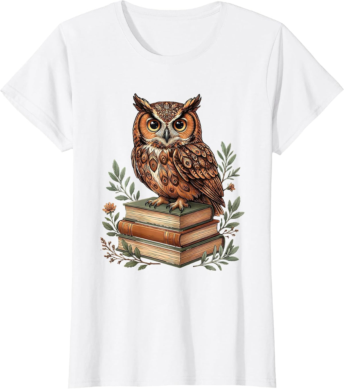 5th Grade Teacher Owl on Textbooks Illustration T-Shirt - White
