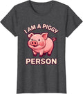 Women's I Am A Piggy Person Cute Kawaii Pig Lover Farm Animal Humor T-Shirt - Dark Heather Grey