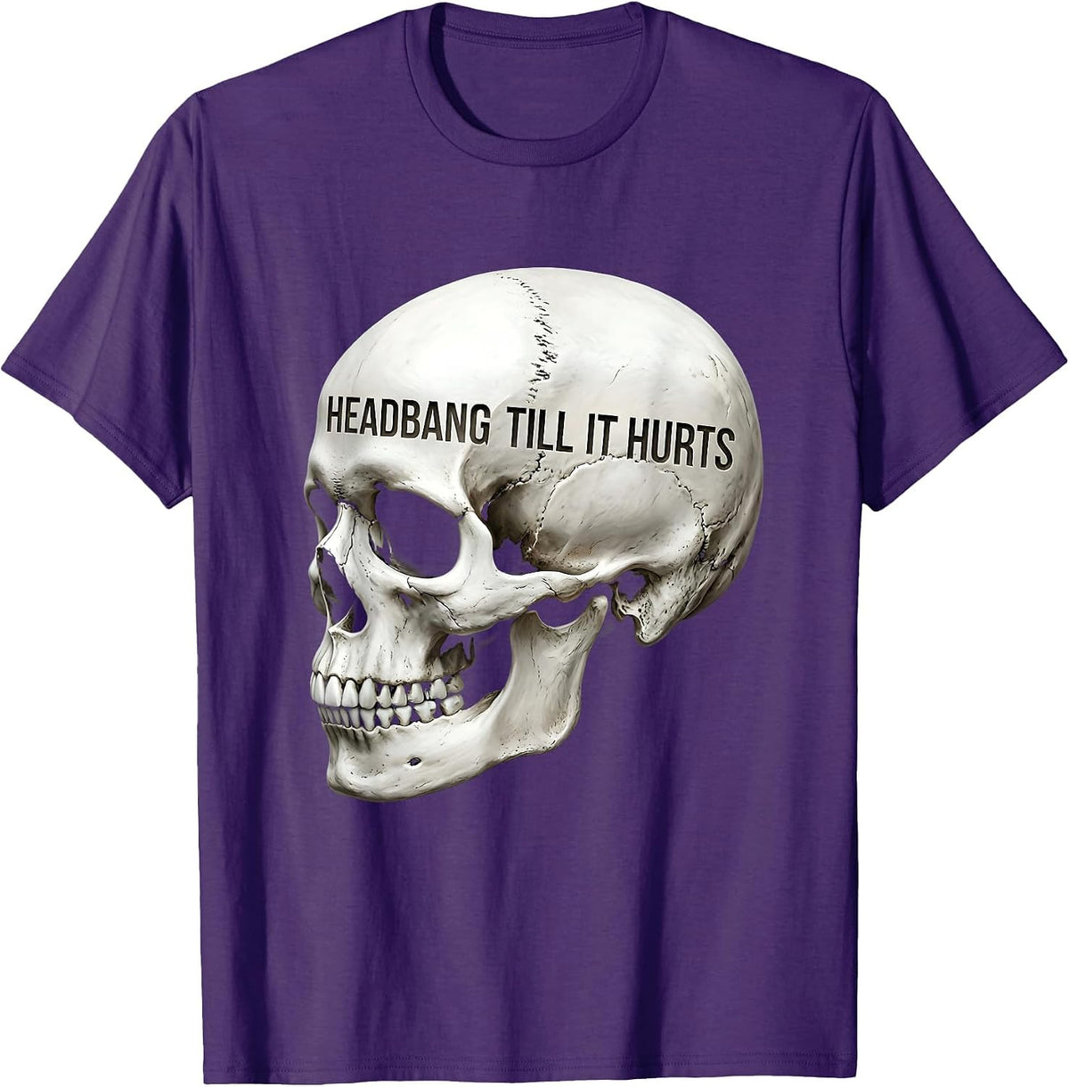 Headbang Till It Hurts Metal Music Design T-Shirt - Purple
