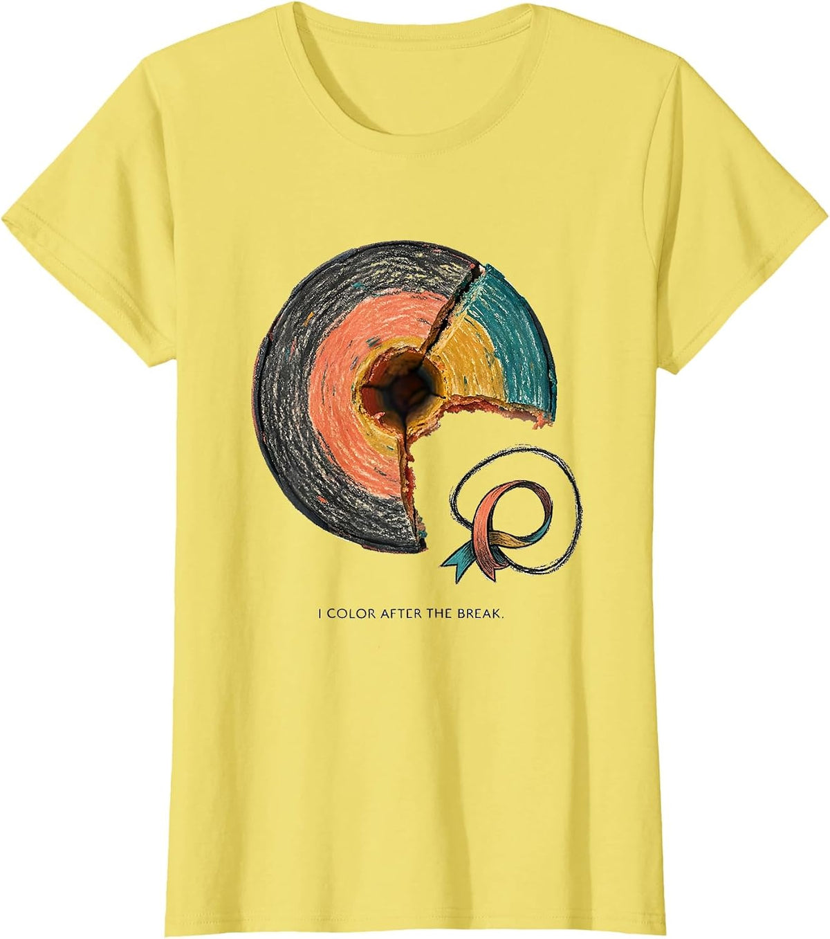 Women's I Color After The Break Mental Health Awareness Support T-Shirt - Lemon Yellow