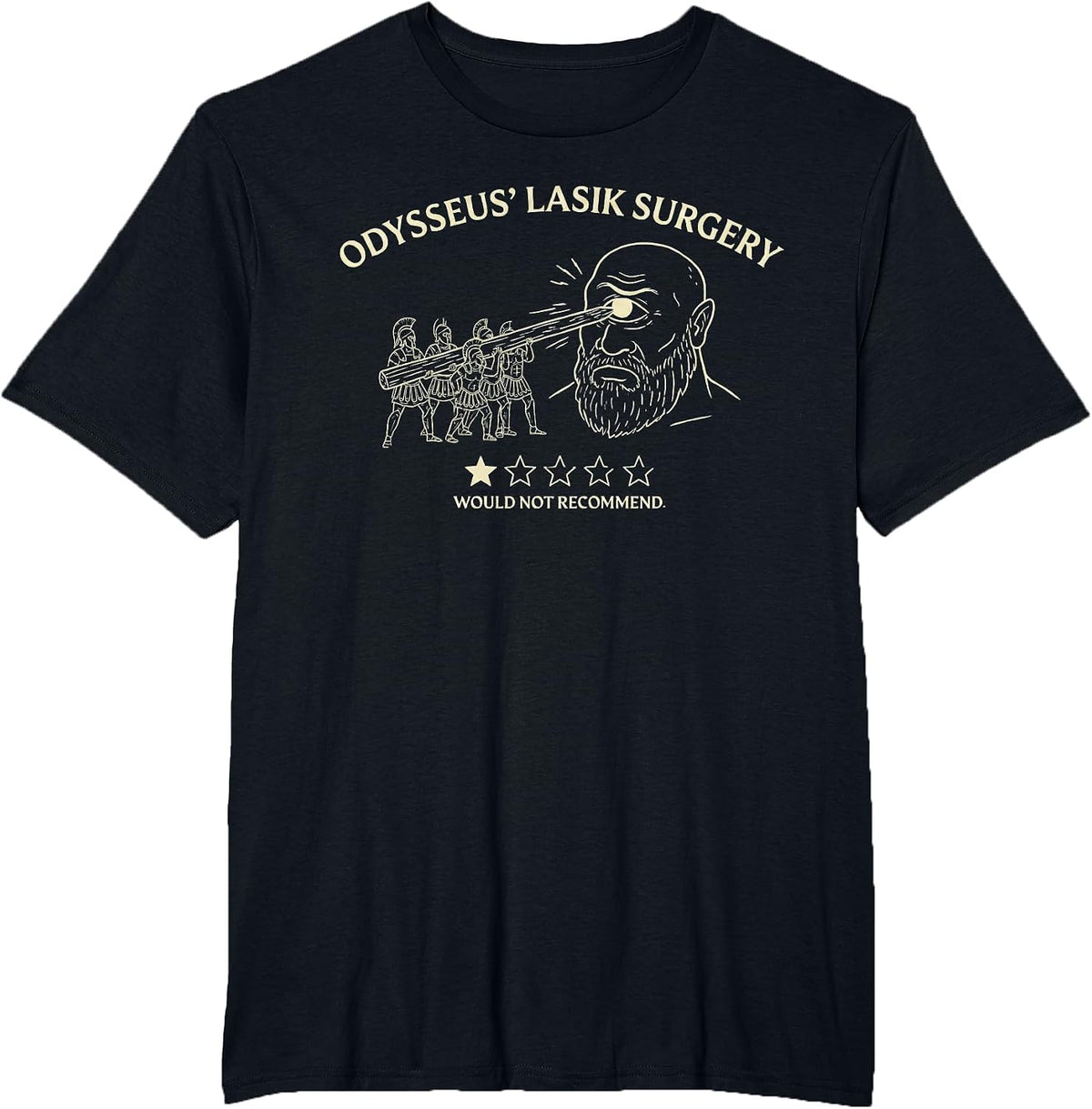 Funny Odysseus Lasik Surgery | Greek Mythology Cyclops Meme T-Shirt - Black