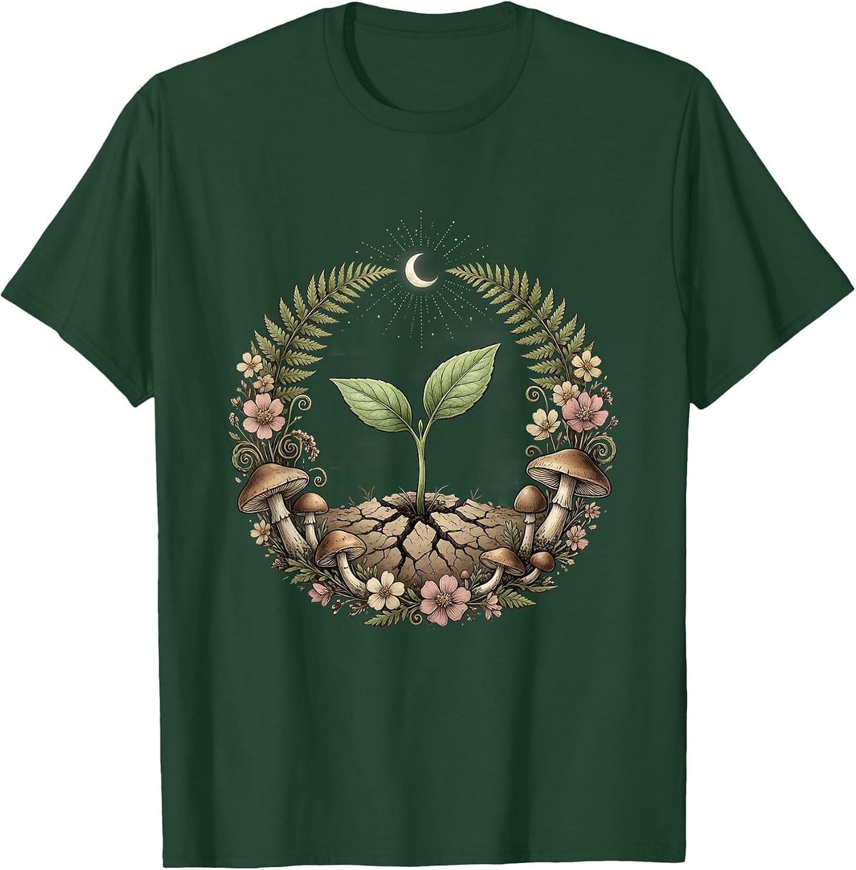 Mental Health Seedling Growth Illustration T-Shirt - Dark Green