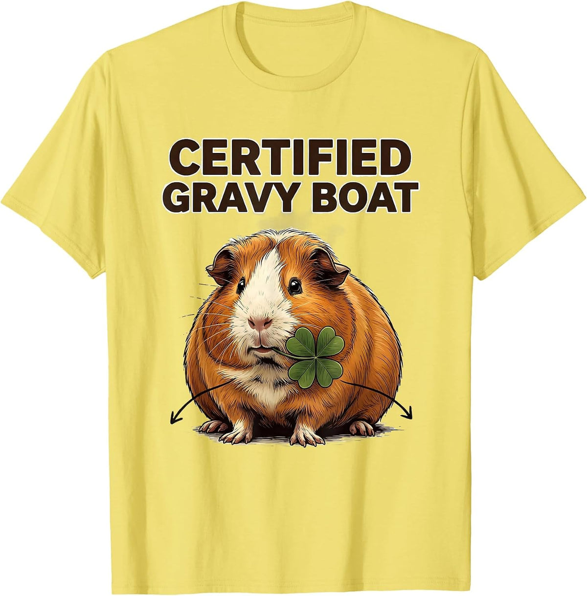 Men's Certified Gravy Boat Funny Guinea Pig Cavy Lover Gift T-Shirt - Lemon Yellow