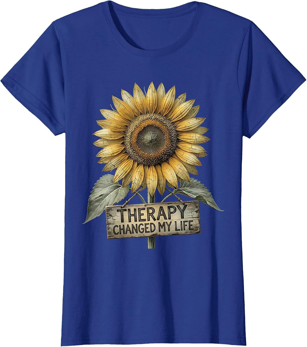 Women's Therapy Changed My Life Mental Health Awareness T-Shirt - Royal Blue