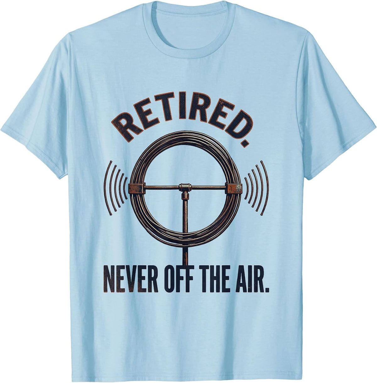 Men's Retired Never Off The Air Vintage Ham Radio Operator Hobby T-Shirt - Baby Blue
