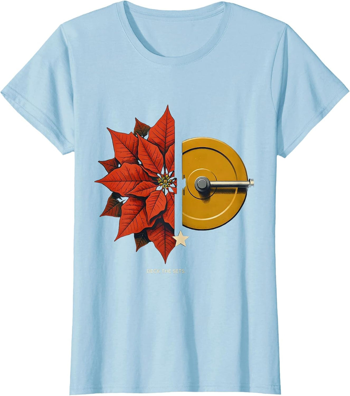 Women's Deck The Sets Midcentury Modern Funny Christmas Gym Workout T-Shirt - Baby Blue