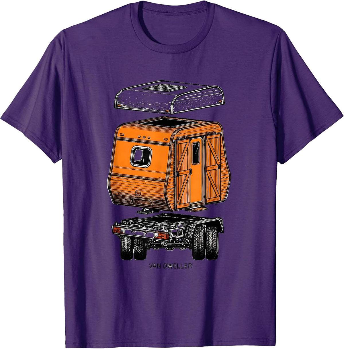 Men's VAN DWELLER Retro Van Life Nomad Vanlife Humor T-Shirt - Purple