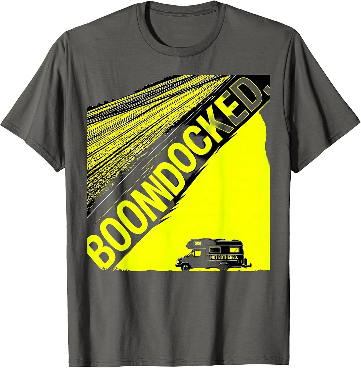 Boondocked Not Bothered Retro Van Life Nomads Vanlife T-Shirt - Asphalt Grey