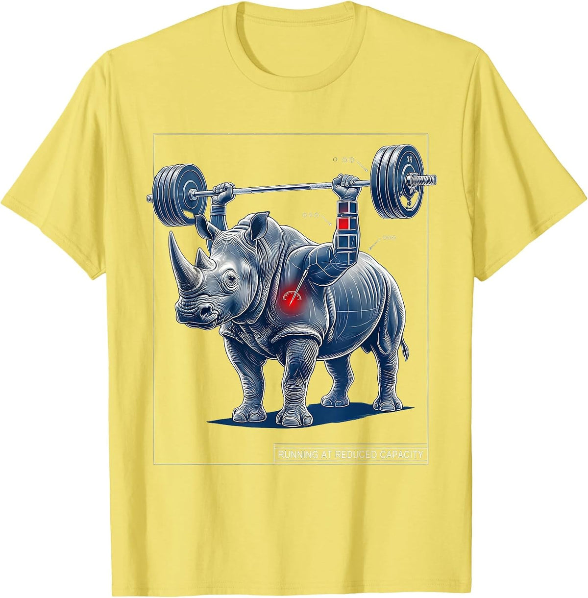 Men's Running At Reduced Capacity Technical Blueprint Funny Gym T-Shirt - Lemon Yellow